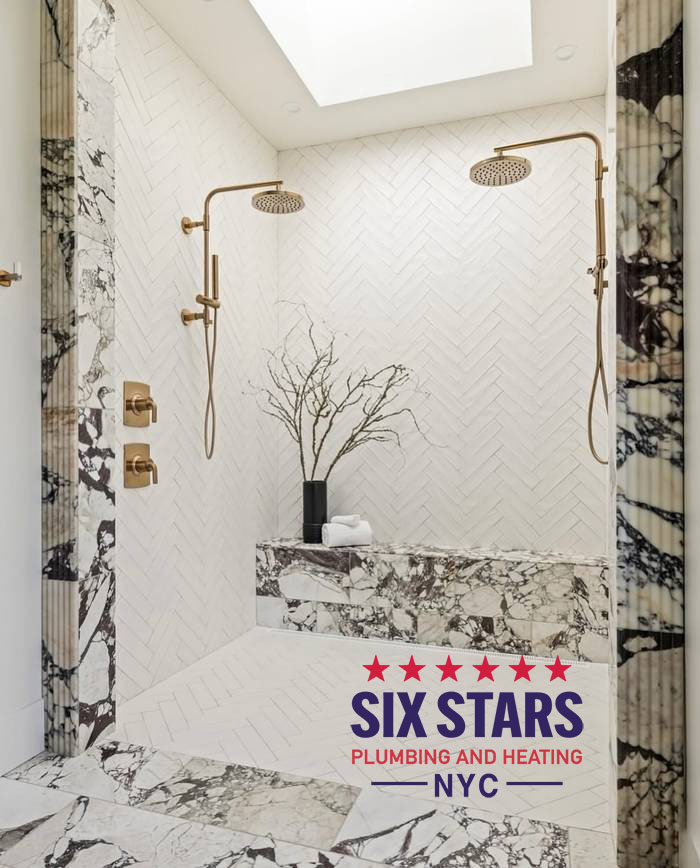 high end renovation plumbing NYC shower setup Six Stars high end renovation plumbing NYC shower setup Six Stars